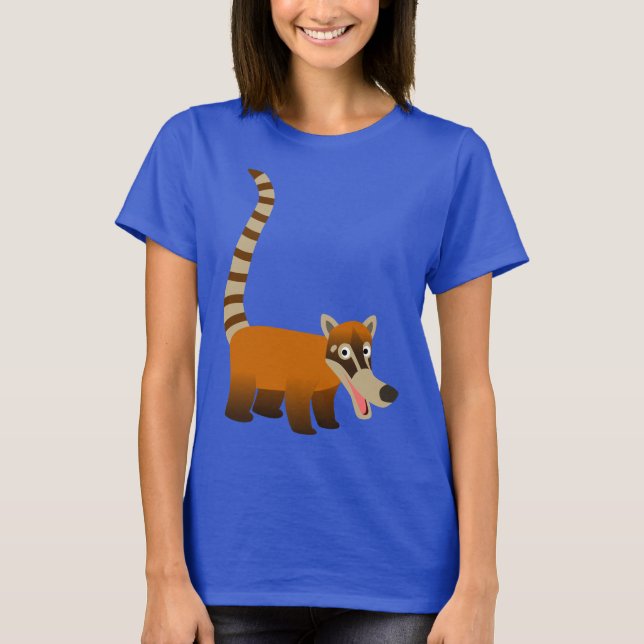 Niedlich Lächelnder Cartoon Coatimundi T - Shirt (Vorderseite)