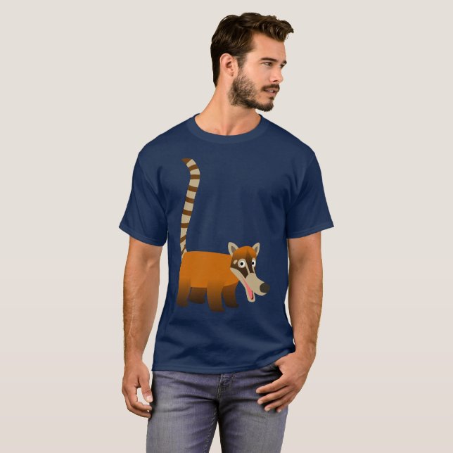 Niedlich Lächelnder Cartoon Coatimundi T-Shirt (Vorne ganz)