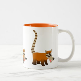 Niedlich Lächelnder Cartoon Coatimundi Zweifarbige Tasse