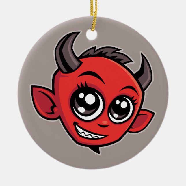 Niedlich lächelnder Cartoon Devil Keramik Ornament (Vorne)