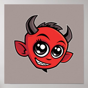 Niedlich lächelnder Cartoon Devil Poster