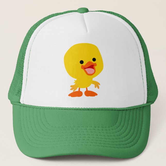 Niedlich Lächelnder Cartoon Duckling Hat Truckerkappe (Vorderseite)