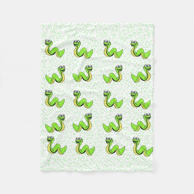 Niedlich Lächelnder Cartoon Gelbe Schlange Fleecedecke (Vorderseite)