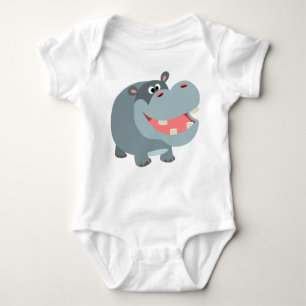 Niedlich Lächelnder Cartoon Hippo Baby Bodysuit Baby Strampler