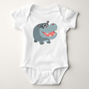 Niedlich Lächelnder Cartoon Hippo Baby Bodysuit Strampler