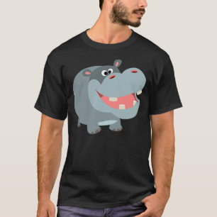 Niedlich Lächelnder Cartoon Hippo T - Shirt