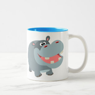 Niedlich Lächelnder Cartoon Hippo Zweifarbige Tasse