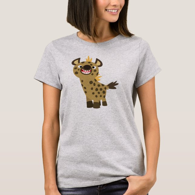 Niedlich Lächelnder Cartoon Hyena Women T - Shirt (Vorderseite)