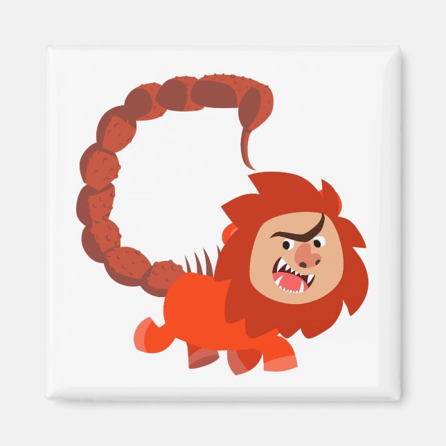 Niedlich Lächelnder Cartoon Manticore Magnet (Vorne)