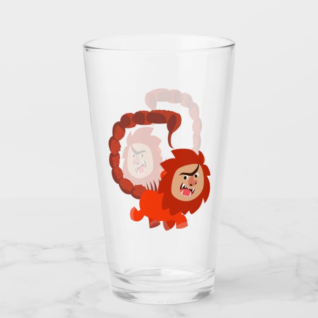 Niedlich Lächelnder Cartoon Manticore Tumbler Glas (Vorderseite)