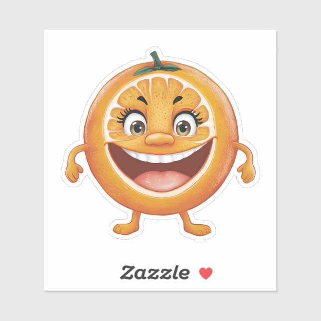 Niedlich lächelnder Cartoon Orange Fruit Aufkleber (Blatt)