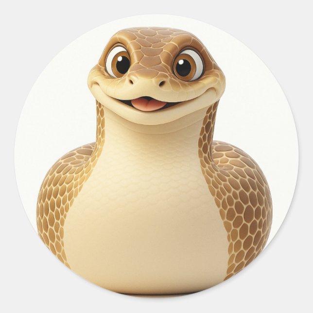 Niedlich Lächelnder Cartoon Schlangen Sticker (Vorderseite)