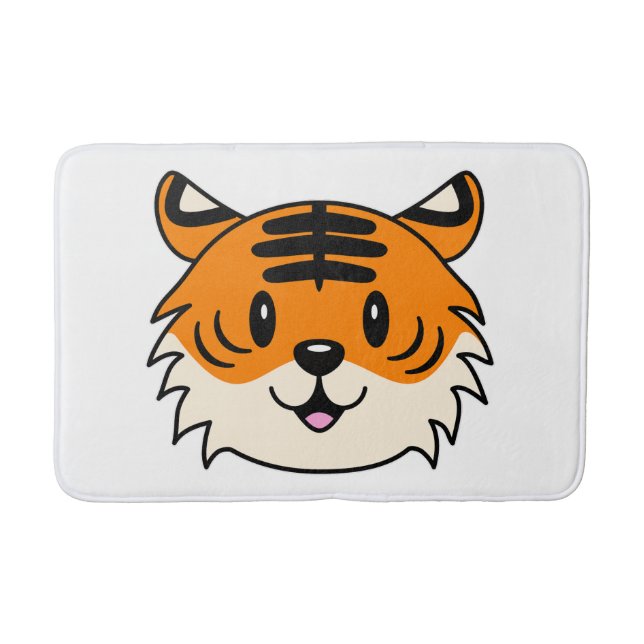 Niedlich Lächelnder Cartoon Tiger Badematte (Vorderseite)
