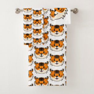 Niedlich Lächelnder Cartoon Tiger Badhandtuch Set