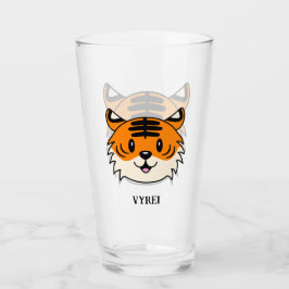 Niedlich Lächelnder Cartoon Tiger Glas