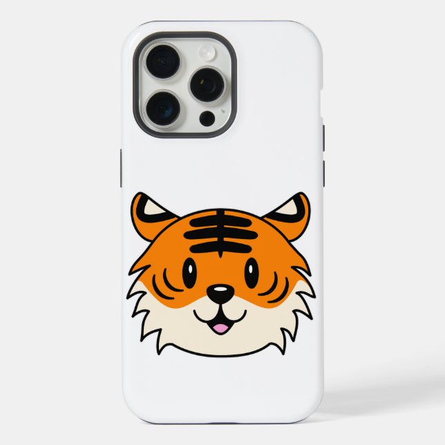 Niedlich Lächelnder Cartoon Tiger iPhone Hülle (Rückseite)