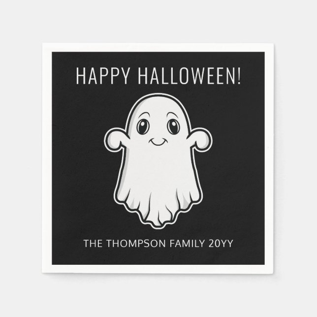 Niedlich Lächelnder Ghost-glücklicher Halloween-Be Serviette (Vorderseite)