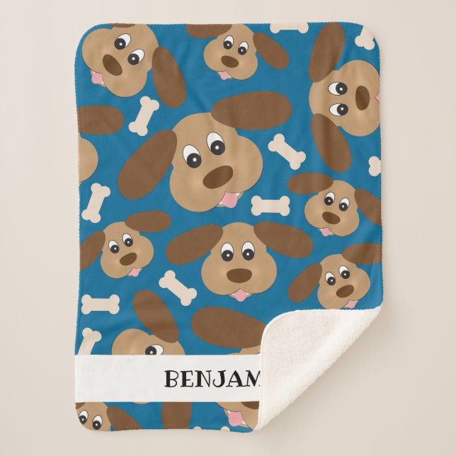 Niedlich Lächelnder Hund mit großen Ohren Personal Sherpadecke (Vorderseite)