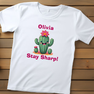 Niedlich lächelnder Kaktus "Bleibe Sharp!" Kleinkind T-shirt
