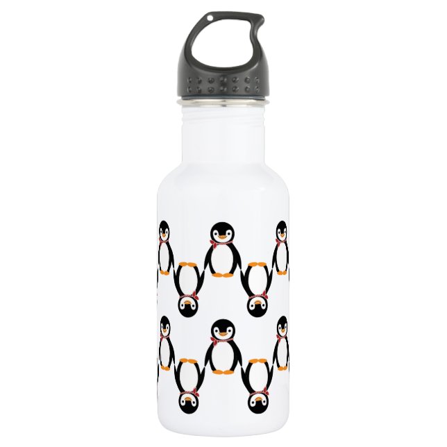 Niedlich Lächelnder Pinguin mit Scarf Trinkflasche (Vorderseite)
