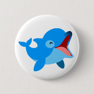 Niedlich-lachend Cartoon Dolphin Button