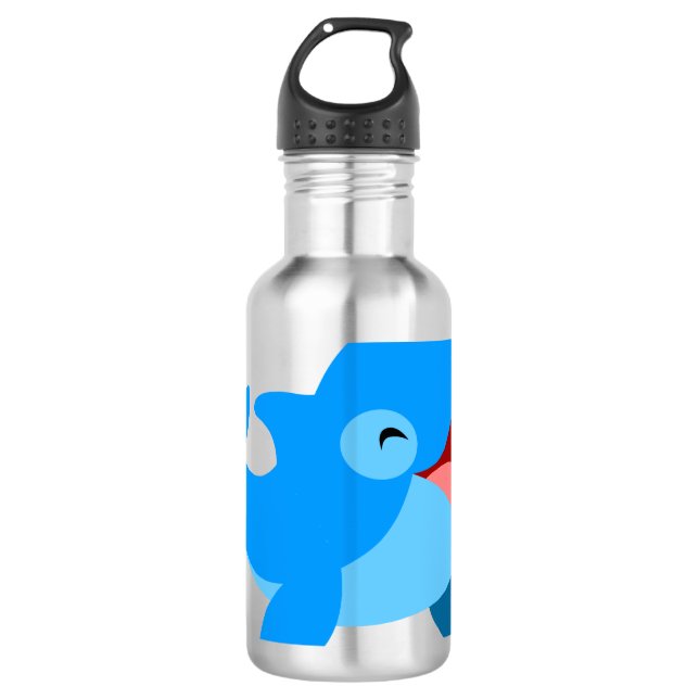 Niedlich-lachend Cartoon Dolphin Edelstahlflasche (Vorderseite)