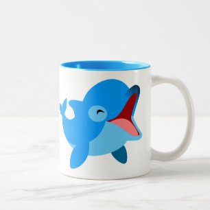 Niedlich-lachend Cartoon Dolphin Zweifarbige Tasse