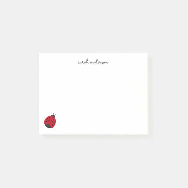 Niedlich Ladybug Kinder Personalisiert Post-it Klebezettel (Vorderseite)