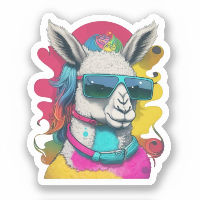 Niedlich Lama Sticker (Vorderseite)