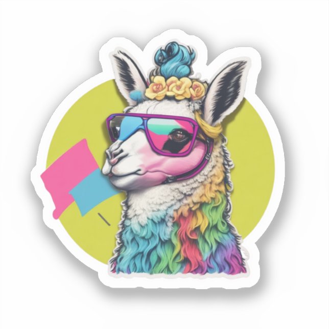 Niedlich Lama Sticker (Vorderseite)