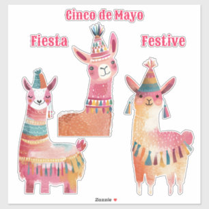 Niedlich Lama Watercolor Cinco de Mayo Aufkleber