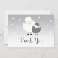 Niedlich Lamb Baby Dusche Grau & Weiß Danke