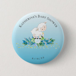 Niedlich Lamb Blue Floral Boy Baby Button