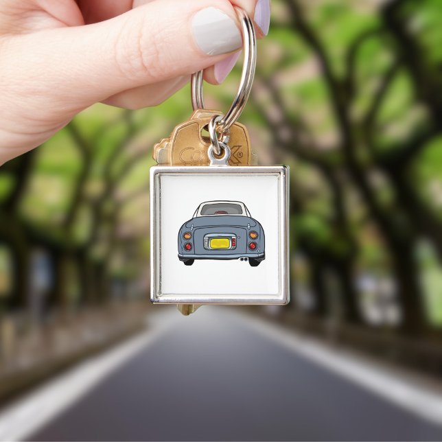 Niedlich Lapis Gray Figaro Car Square Schlüsselanhänger (Cute lapis grey figaro car keychain for your car keys)