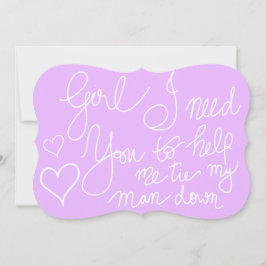Niedlich Lavendel Cool Script Typografy Bridesmaid Einladung