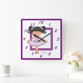 Niedlich Lavender Ballerina Personalisiert Quadratische Wanduhr