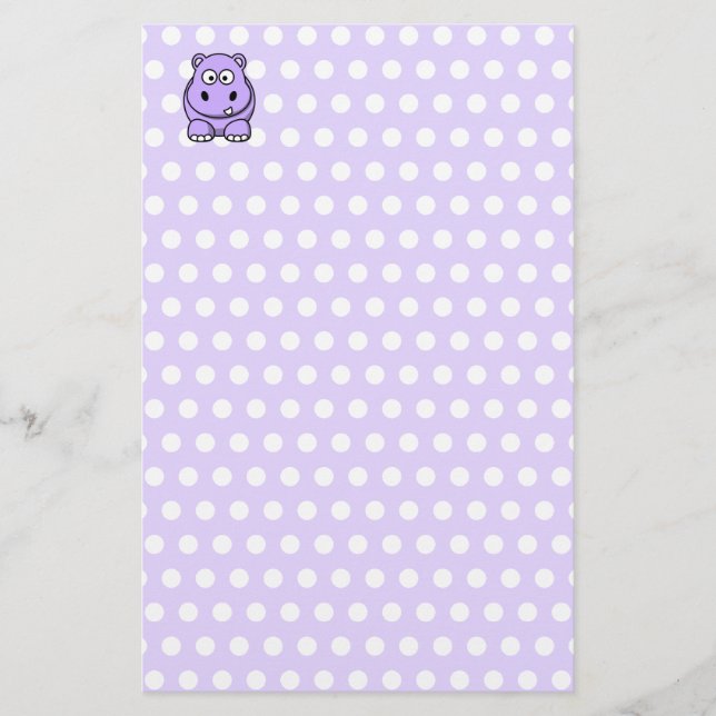 Niedlich Lavender Hippo Briefpapier (Vorderseite)