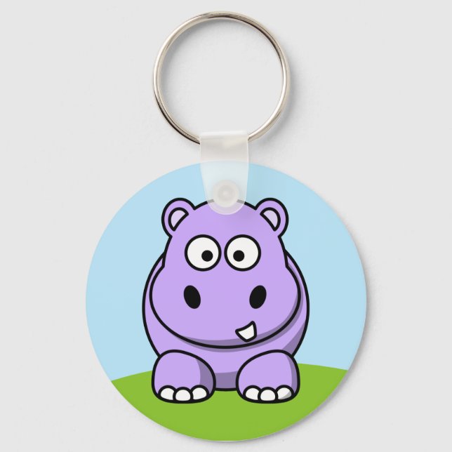 Niedlich Lavender Hippo Schlüsselanhänger (Vorderseite)