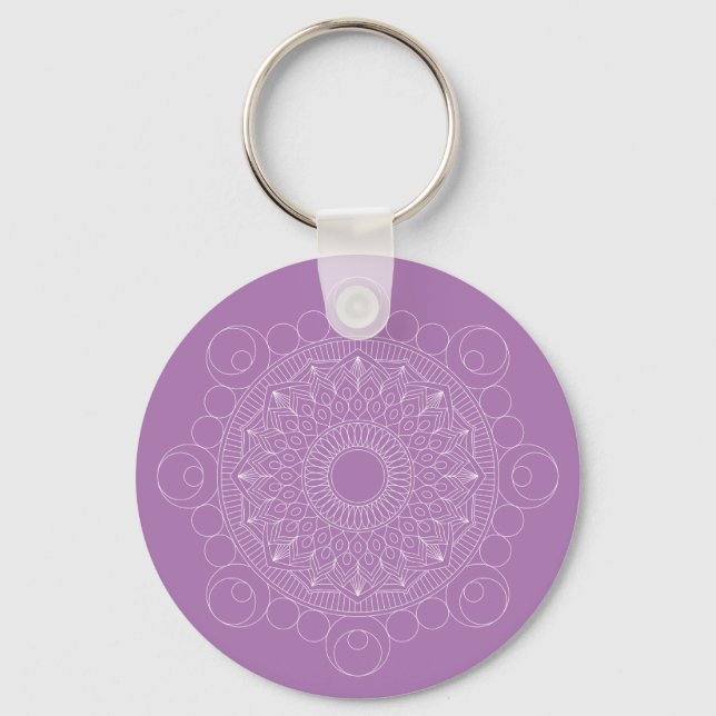 Niedlich Lavender Lila Mandala v2 Schlüsselanhänge Schlüsselanhänger (Vorderseite)