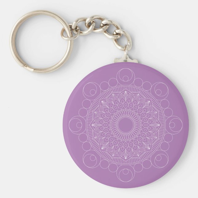 Niedlich Lavender Lila Mandala v2 Schlüsselanhänge Schlüsselanhänger (Vorne)