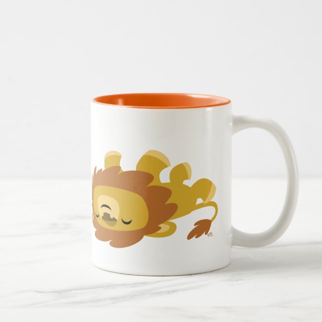 Niedlich Lazy Cartoon Lion Zweifarbige Tasse (Rechts)