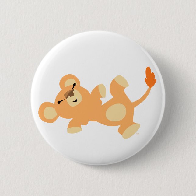 Niedlich Lazy Cartoon Lioness Button (Vorderseite)