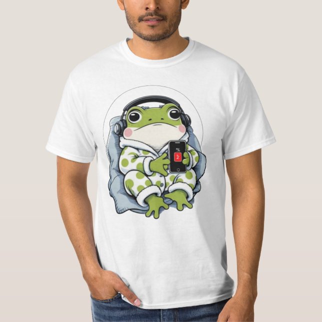 Niedlich Lazy Frog - Gemütlicher Pajama-Spaß T-Shirt (Vorderseite)