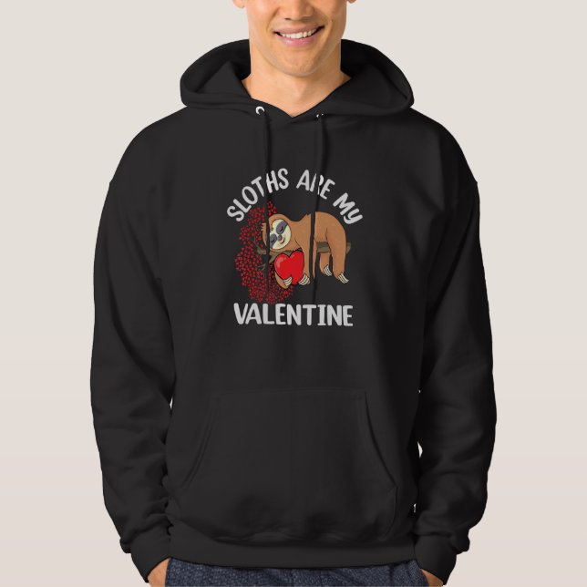 Niedlich Lazy Sloth Holding Heart Liebe Luth Valen Hoodie (Vorderseite)