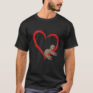 Niedlich Lazy Sloth Holding Heart Liebe Slothie Va T-Shirt