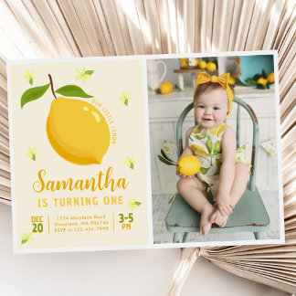 Niedlich Lemon Citrus 1. Geburtstag Foto Einladung