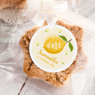 Niedlich Lemon Citrus 1. Geburtstag Runder Aufkleber