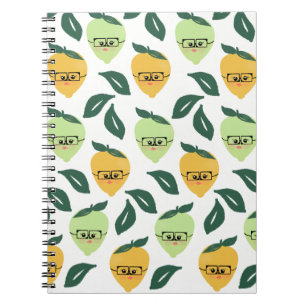 Niedlich Lemon Citrus Cartoon Greenery Gemustert Notizblock