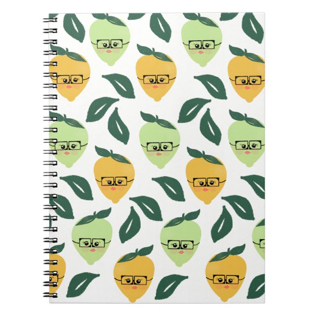 Niedlich Lemon Citrus Cartoon Greenery Gemustert Notizblock (Vorderseite)