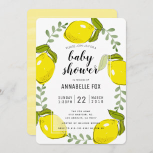 Niedlich Lemon Citrus White Baby Dusche Einladung